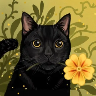 Котик с первоцветом 🌱🐈‍⬛